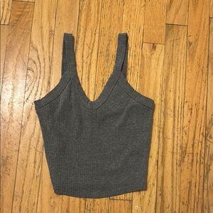 Gray Women's Cropped Knit Top
